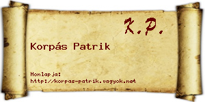 Korpás Patrik névjegykártya